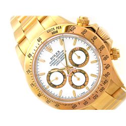 40mm Gents Rolex 18k Yellow Gold Oyster Perpetual Daytona Cosmograph Watch. White Dial. 18k Yellow G