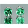 Image 1 : Emerald Stud Earrings 2.0 carat  14K  White Gold