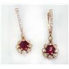 Image 1 : RUBY 1.47CT,  14K R/G EARRING 4.26GRAM / DIAMOND 0.71CT