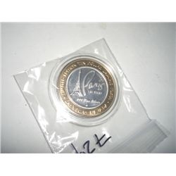 SILVER STRIKE .999 SILVER CASINO $10 *PARIS-SLINGO* LAS VEGAS,NV-COMES IN A HARD DISPLAY CASE!!