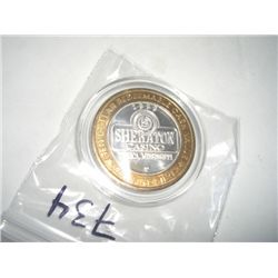 SILVER STRIKE .999 SILVER CASINO $10 RARE *SHERATON* TUNICA,MS-COMES IN A HARD DISPLAY CASE!!