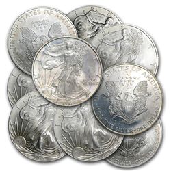 Ten Mixed Dates 1 oz Silver American Eagles (Brilliant Uncirculated)