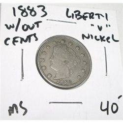 1883 *1ST YEAR* LIBERTY "V" NICKEL *RARE MS HIGH GRADE* RED BOOK VALUE IS $40.00+!! COIN CAME OUT OF