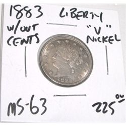 1883 *1ST YEAR* LIBERTY "V" NICKEL *RARE MS-63 HIGH GRADE* RED BOOK VALUE IS $225.00+!! COIN CAME OU