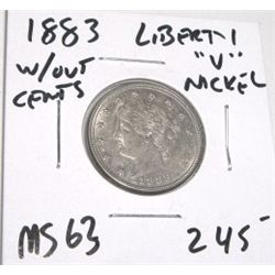 1883 *1ST YEAR* LIBERTY "V" NICKEL *RARE MS-63 HIGH GRADE* RED BOOK VALUE IS $245.00+!! COIN CAME OU