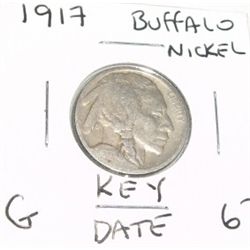 1917 *RARE KEY DATE* BUFFALO NICKEL RED BOOK VALUE $6.00+ *NICE EARLY GOOD GRADE*!!