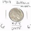 Image 1 : 1917 *RARE KEY DATE* BUFFALO NICKEL RED BOOK VALUE $6.00+ *NICE EARLY GOOD GRADE*!!