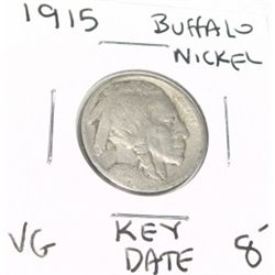 1915 *RARE KEY DATE* BUFFALO NICKEL RED BOOK VALUE $8.00+ *NICE EARLY VERY GOOD GRADE*!!