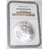 Image 1 : 2008 *GEM UNCIRCULATED* CERTIFIED BY NGC SILVER EAGLE SERIAL #3251938-012!! SILVER EAGLE CAME OUT OF