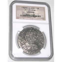 EXTREMELY RARE 1783 MO FF MEXICO 8 REALES CERTIFIED BY NGC GENUINE *SHIPWRECK-EL CAZADOR* SERIAL #20