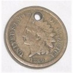 1860 *RARE-2ND YEAR* INDIAN HEAD PENNY-*RARE VERY GOOD GRADE-HOLED!! INDIAN HEAD PENNY CAME OUT OF S