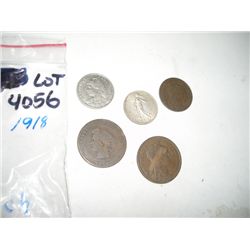 BAG OF VERY OLD FRENCH COINS YEARS INCLUDED 1872/1913/1916/1903 & 1918 5 TOTAL COINS!! COINS CAME OU