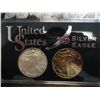 Image 1 : 2-2004 AMERICAN SILVER EAGLES 1 GOLD PLATED
