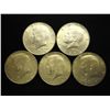 5 ASSORTED 40% SILVER KENNEDY HALF DOLLARS