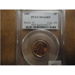 1987 LINCOLN CENT PCGS MS66RD