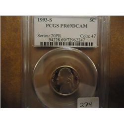 1993-S JEFFERSON NICKEL PCGS PR69 DCAM