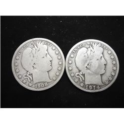 1908 & 1914-S BARBER HALF DOLLARS