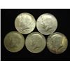 Image 1 : 5 ASSORTED 40% SILVER KENNEDY HALF DOLLARS