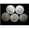 Image 1 : 5 ASSORTED 40% SILVER KENNEDY HALF DOLLARS