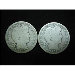 1900-S & 1901-O BARBER HALF DOLLARS