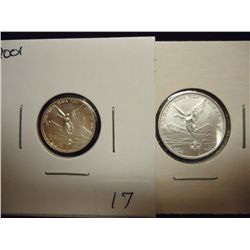 2 MEXICO SILVER LIBERTADS UNC 2013 1/10 OZ AND