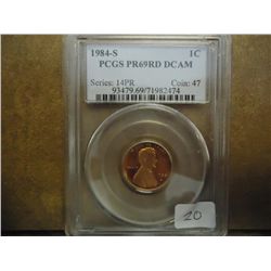 1984-S LINCOLN CENT PCGS PR69 RD DCAM