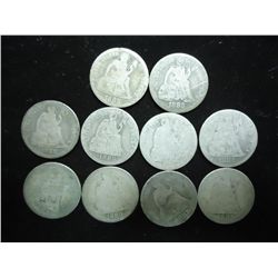 10 ASSORTED 1880'S SEATED LIBERTY DIMES