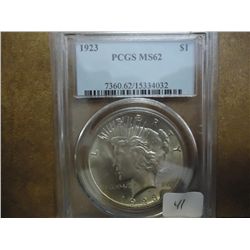 1923 PEACE SILVER DOLLAR PCGS MS62