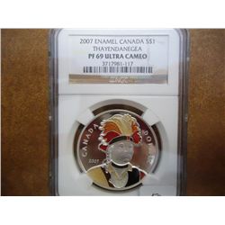 2007 ENAMEL CANADA SILVER DOLLAR NGC PF69