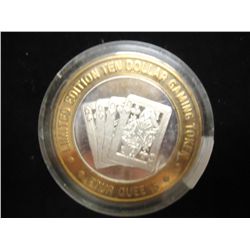 CASINO $10 SILVER TOKEN (UNC) QUEENS HOTEL /