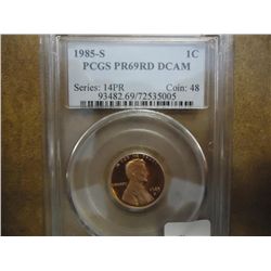 1985-S LINCOLN CENT PCGS PR69RD DCAM