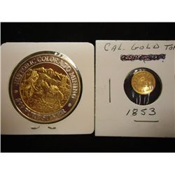 1 OZ. GOLD PLATED SILVER ROUND (COLORADO MINING) &