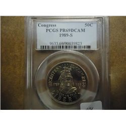 1989-S CONGRESS HALF DOLLAR PCGS PR69 DCAM