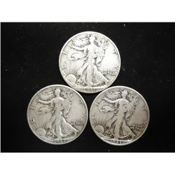 1941,42 & 43 WALKING LIBERTY HALF DOLLARS