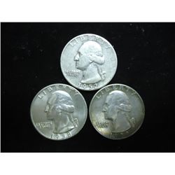 1952,58-D & 59-D WASHINGTON SILVER QUARTERS