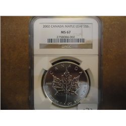 2002 CANADA $5 MAPLE LEAF NGC MS67