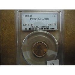 1980-D LINCOLN CENT PCGS MS66RD