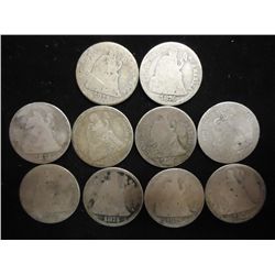 10 ASSORTED 1870'S SEATED LIBERTY DIMES