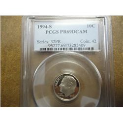 1994-S ROOSEVELT DIME PCGS PR69 DCAM