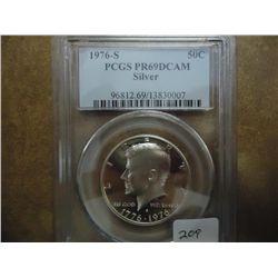 1976-S SILVER KENNEDY HALF DOLLAR PCGS PR69 DCAM