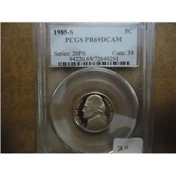 1985-S JEFFERSON NICKEL PCGS PR69 DCAM