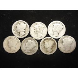 7 ASSORTED TEEN'S & 20'S MERCURY DIMES