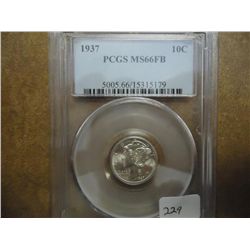 1937 MERCURY DIME PCGS MS66FB