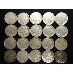 20 ASSORTED FULL DATE 1930'S BUFFALO NICKELS