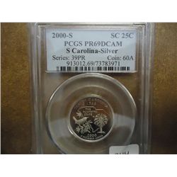 2000-S SILVER SOUTH CAROLINA QUARTER PCGS PR69DCAM