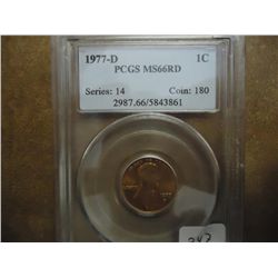 1977-D LINCOLN CENT PCGS MS66RD