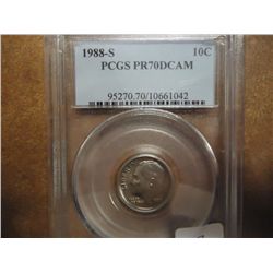 1988-S ROOSEVELT DIME PCGS PR70 DCAM