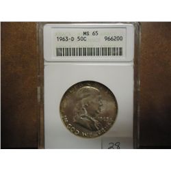 1963-D FRANKLIN HALF DOLLAR ANACS MS65