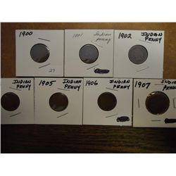 1900,01,02,03,05,06 & 07 INDIAN HEAD CENTS