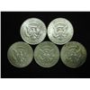 Image 2 : 5 ASSORTED 40% SILVER KENNEDY HALF DOLLARS